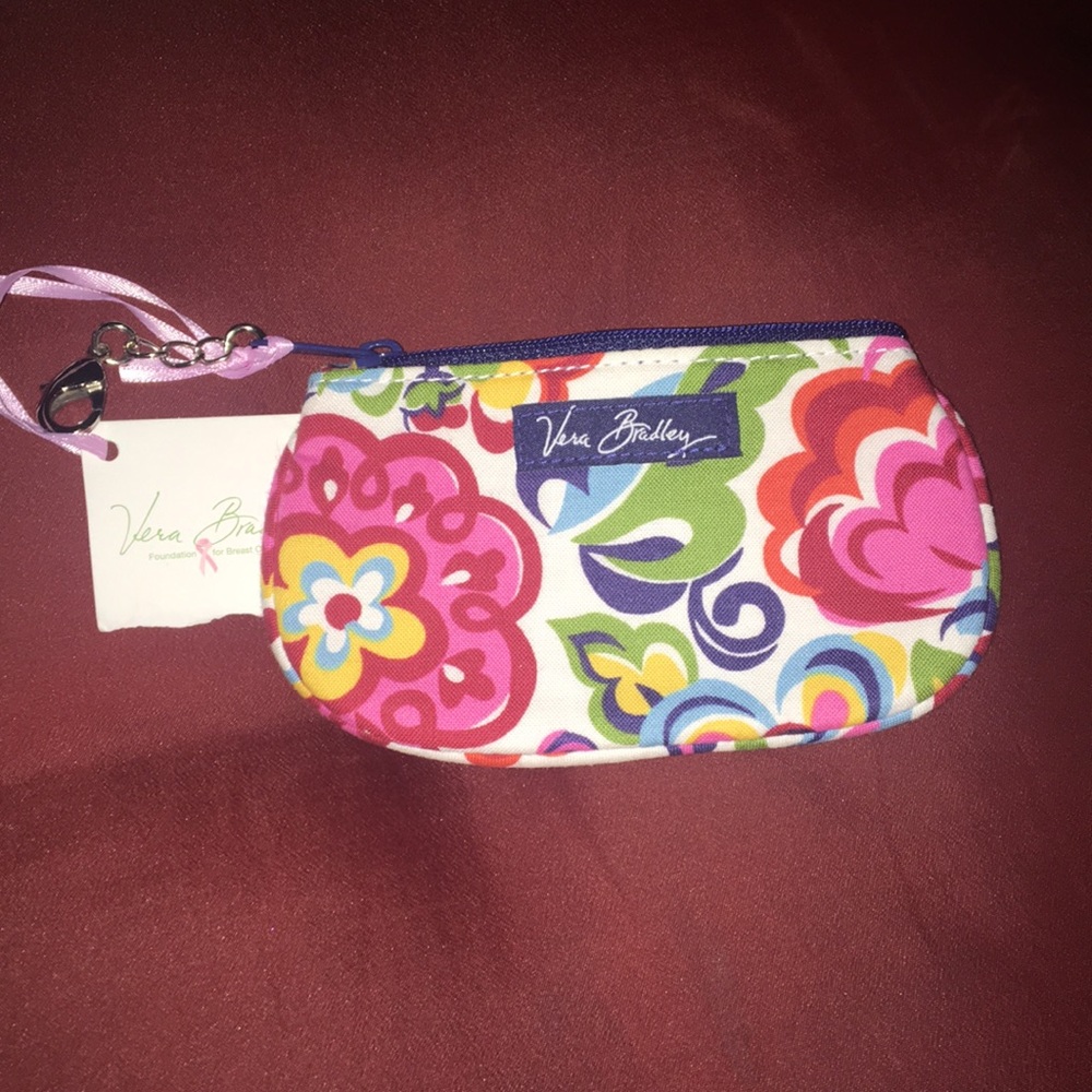 Vera Bradley Clip Zip ID in Hope Garden Multicolor Floral Key & Card Holder